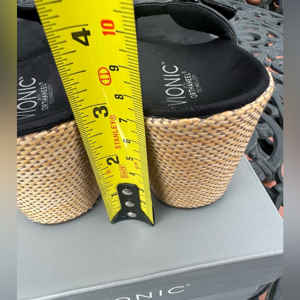 ⚫️Vionic Polina Black Leather Toe Post Arch Support Orthotic Support Sandal. 9 - Picture 8 of 8